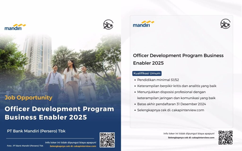 Kesempatan Emas! Loker Officer Development Program Bank Mandiri 2025!