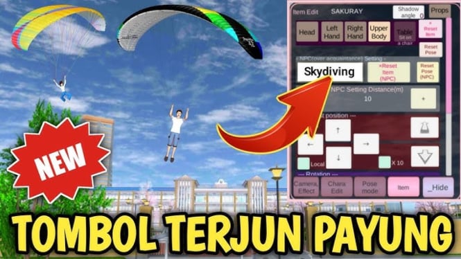 7 Lokasi Seru Terjun Payung di Sakura School Simulator!