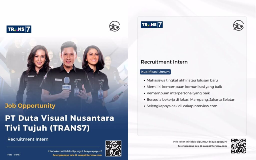 Lowongan Kerja TRANS 7 untuk Fresh Graduate: Kesempatan Emas D3-S1!