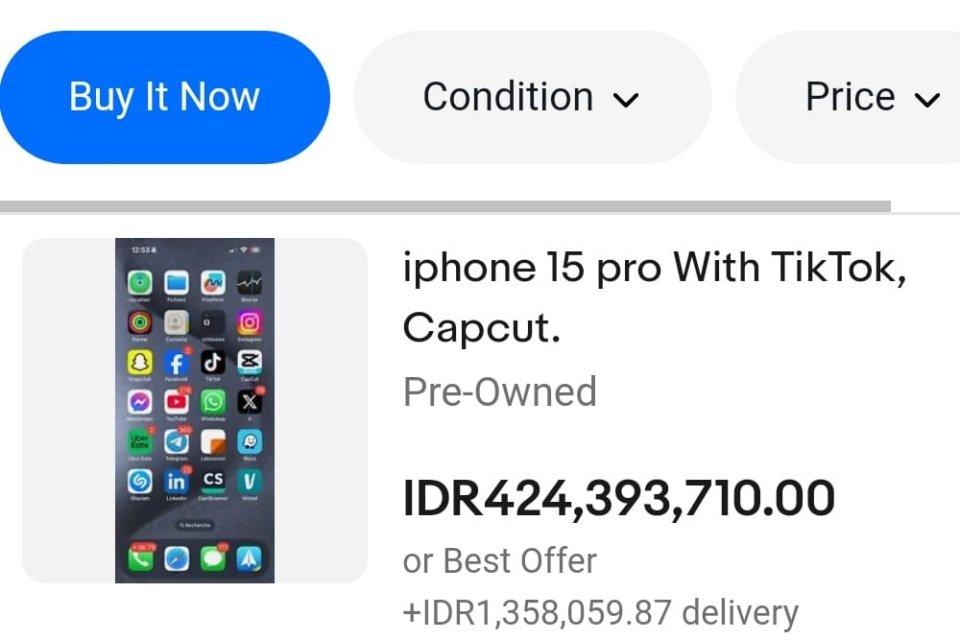 Ponsel Bekas dengan TikTok Laku Hingga Rp 400 Juta di eBay!