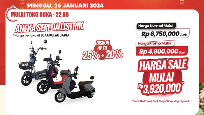 Sepeda Listrik di Transmart Diskon Besar, Hemat hingga Rp 2,8 Juta!