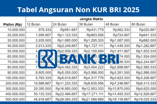 Simulasi Cicilan Non KUR BRI 2025: Rp1,6 Juta/Bulan! Cek Syaratnya!