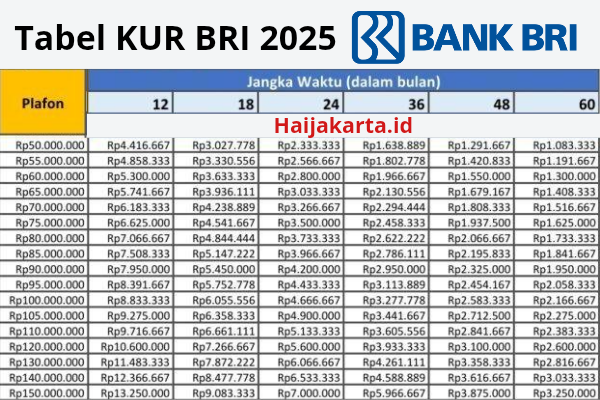 Simulasi Tabel KUR BRI 2025: Pinjaman 100 Juta untuk UMKM!