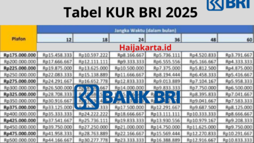 Tabel KUR BRI 2025: Pinjaman 500 Juta untuk UMKM, Bunga 0,5%!