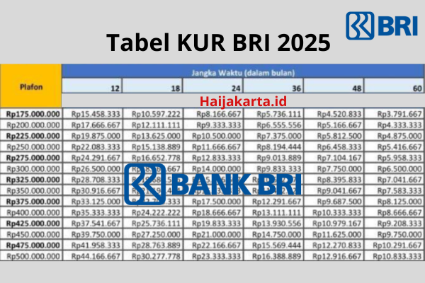 Tabel KUR BRI 2025: Pinjaman 500 Juta untuk UMKM, Bunga 0,5%!