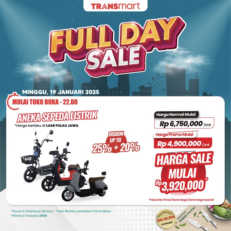 Transmart Gelar Full Day Sale: Diskon Hingga 45% Aneka Sepeda Listrik!